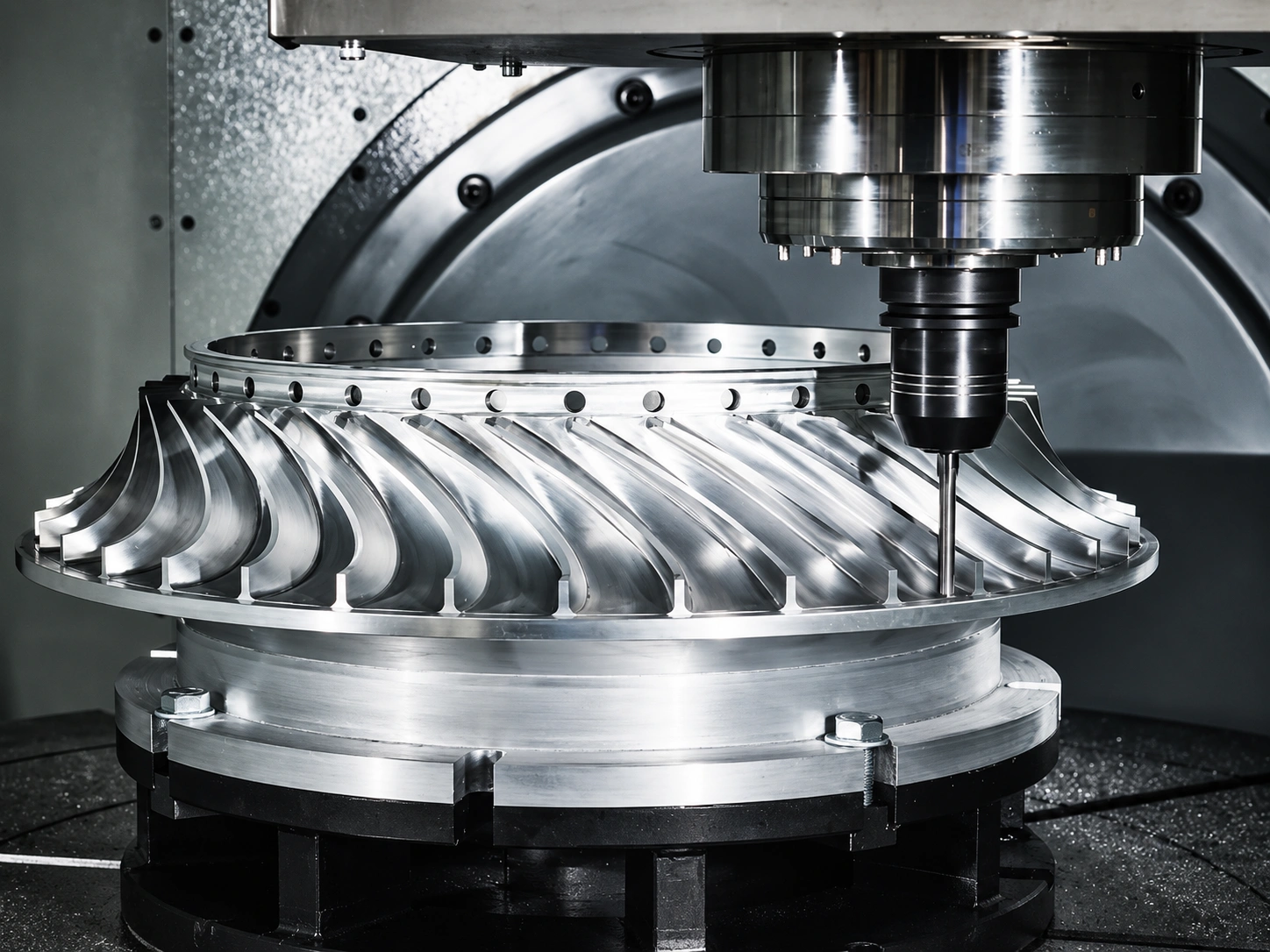 5-axis-CNC-milling-machine-work-metal-processing-impeller